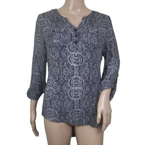 Dressbarn Gray Black Paisley Blouse